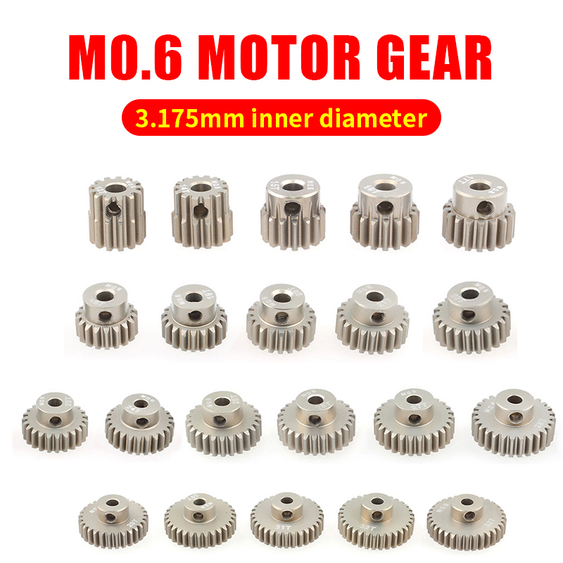SURPASS-HOBBY M0.6 3.175mm 13T 15T 17T 18T 20T 22T 24T 28T 30T 33T Aluminum Alloy Metal Pinion Motor Gear For 1/10 Rc Model Bles Online DZ-37A-09