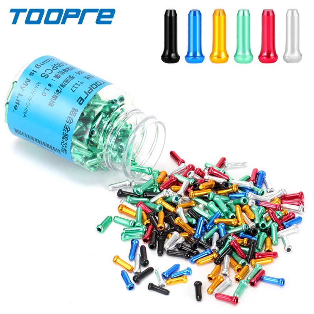 50pcs Durable TOOPRE Bicycle Cable End Caps Aluminum Multiple Colors Brake Shift Derailleur Cable Tips Bicycle Brake Wire End Caps for MTB Road Bike