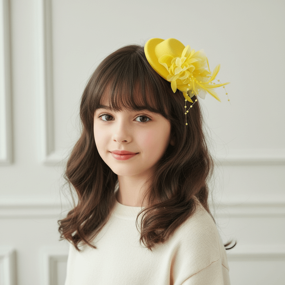 Vintage Mesh Feather Top Cap Hairpin Exquisite Solid Color Mini Fascinator Hair Clip Elegant Headwear Hair Accessories for Girls Party