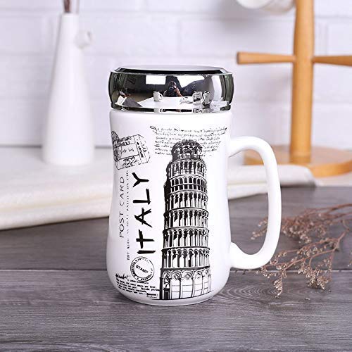 Random City Printed Ceramic Mug With Spill Proof Lid 400ML