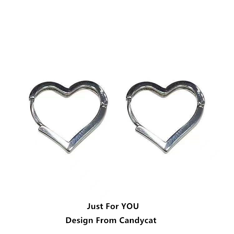 【Best Price Guaranteed】2021 New Style Cold Style Earrings Women's Simple Hollow Love Earrings Ins All-match Fashion Ear Buckle Ear Jewelry