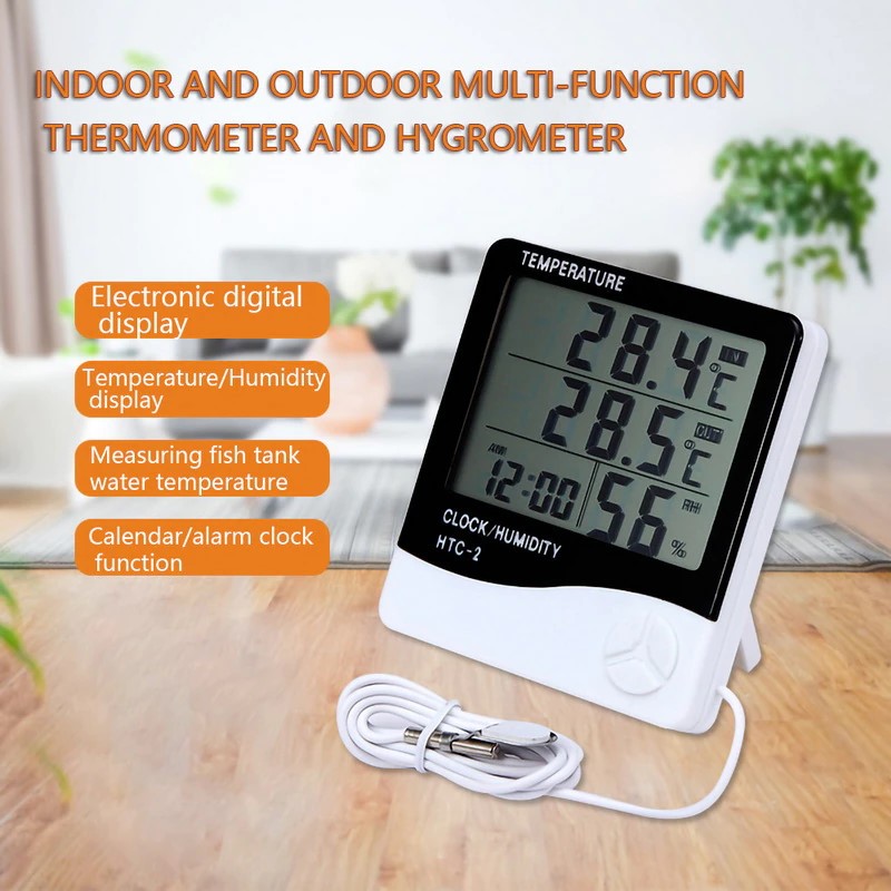 Digital Indoor Clock/ Humidity Hygrometer Thermometer Humidity Meter