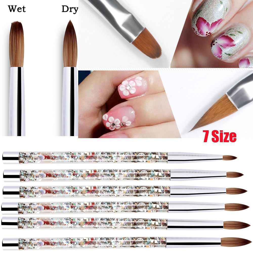 Hot Nail Painting Pen Manicure Tool With Liquid Glitter Handle Acrylic Nail Brush Nail Art Brush For Acrylic Powder 100% Nylon