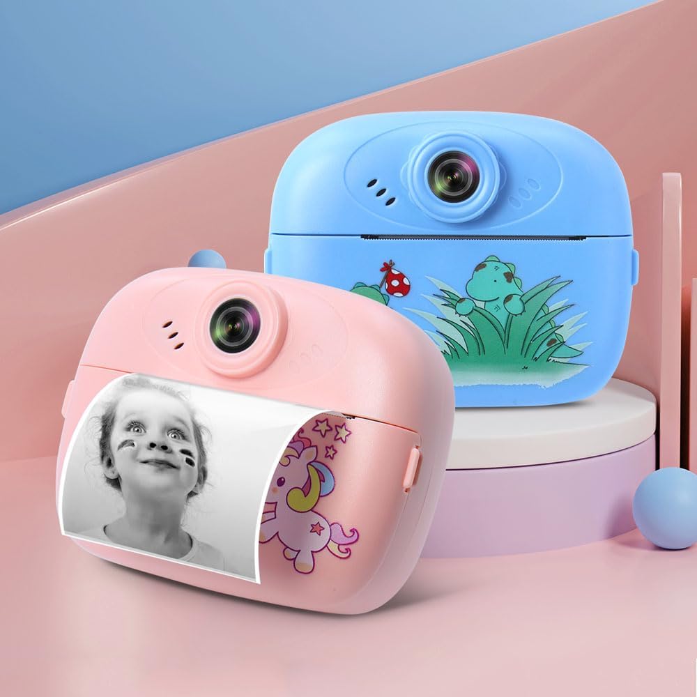 Kids Digital Camera with Instant Print - 1080P HD Digital Camera with Thermal Inkless Photo Printer for Boys & Girls, Fun Toy Camera for Kids