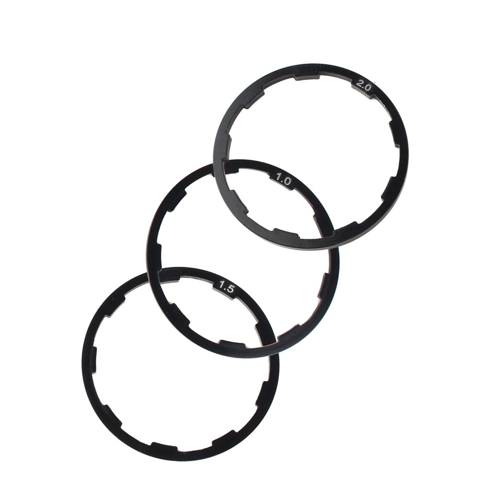3 Pcs Durable Aluminum Alloy Bike Flywheel Spacer 3 Size Lightweight Bicycle Cassette Spacer Black Axle Gasket Set Bike Repai