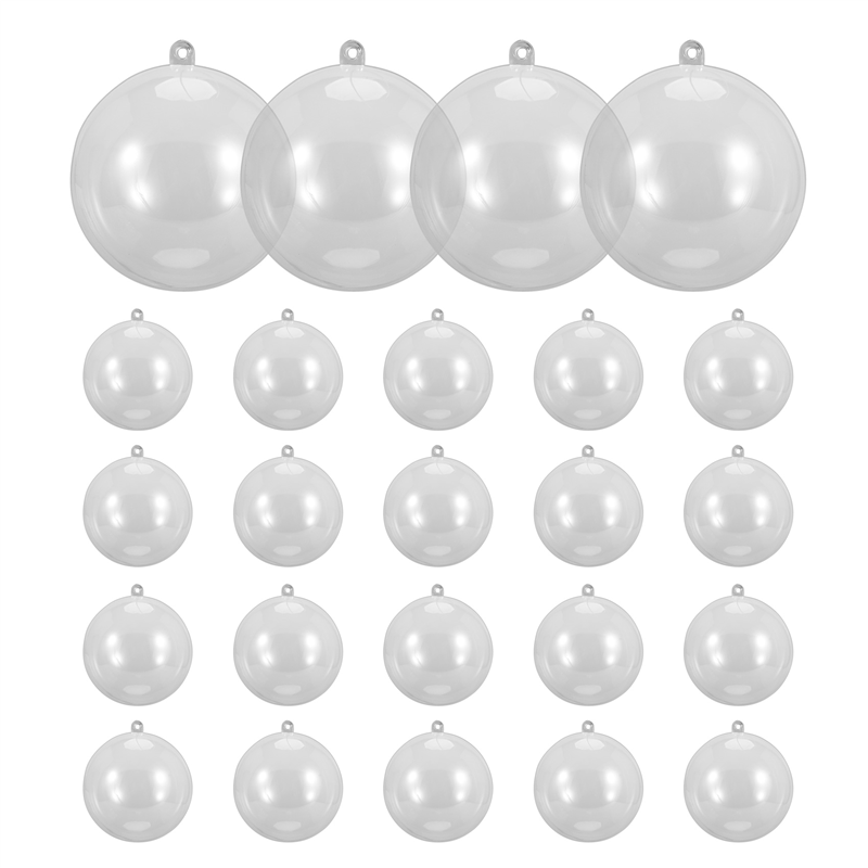 24 Balls/Batch DIY 80mm Christmas Tree Hanging Ball Transparent Ball Transparent Plastic Filled Ball Ornament
