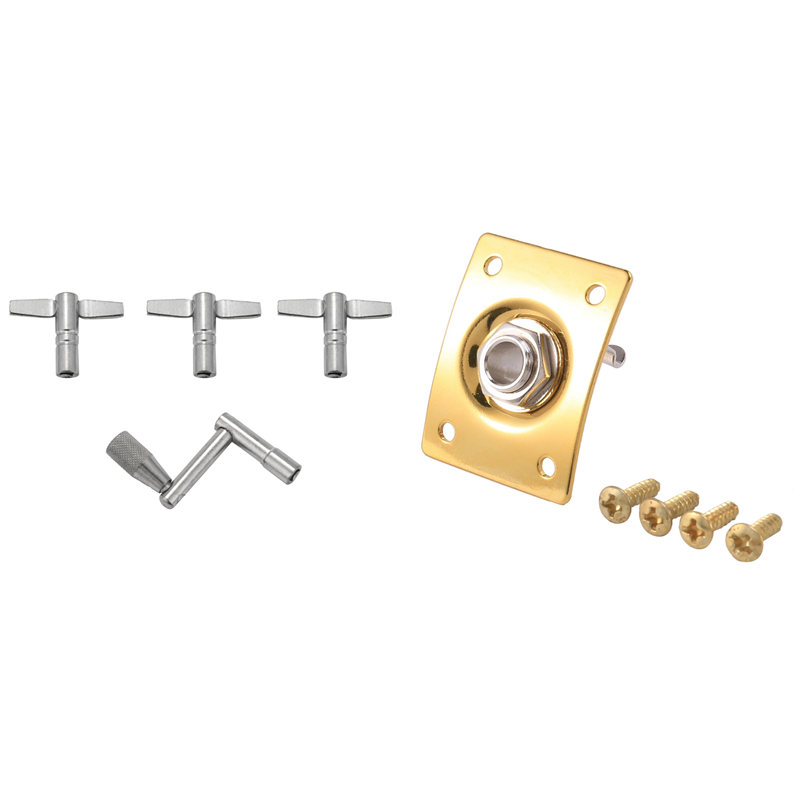 NAMUNY 4 Pack Drum Tuning Key with Continuous Motion Speed Key Percussion & 1x Square Style Jack Plate Guitar Bass Jack