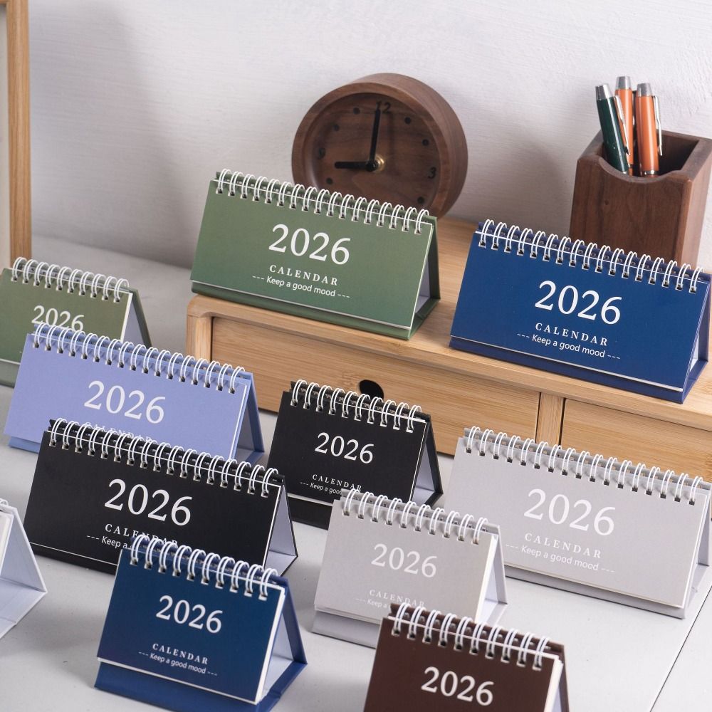 Simple Coil 2026 Desk Calendar Portable Desktop Decoration Mini Calendar Daily Planner Office School Supplies