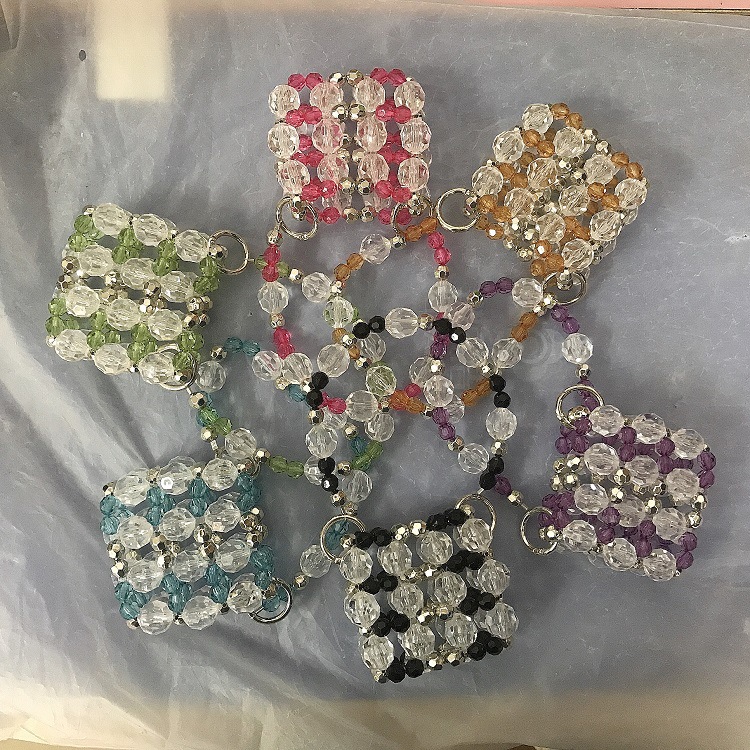 Handmade Bag New Mini Headset Portable Messenger Bag Acrylic Beads Multi-Color Handmade Beaded Bag Trendy Fashion Style