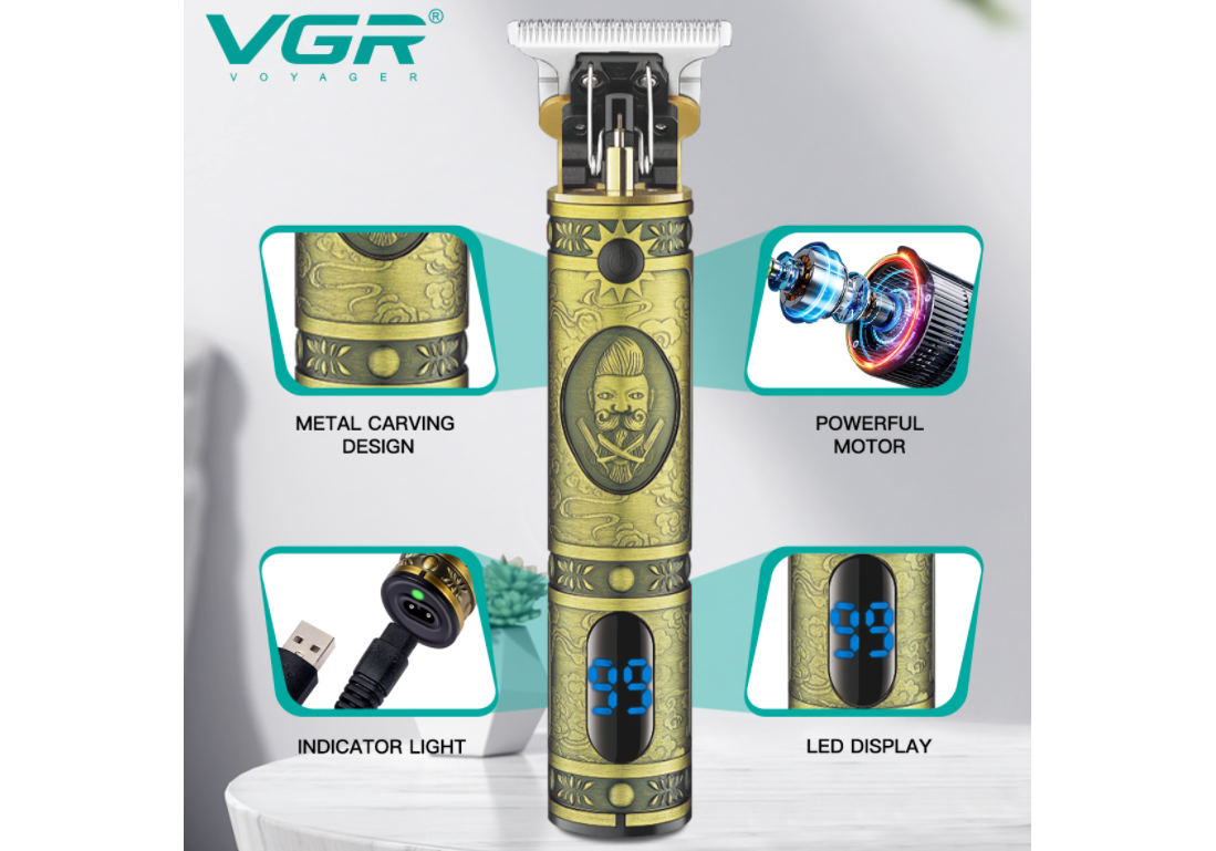 ORIGINAL VGR V-091 Steel Cordless Clipper Professional Hair Trimmer Rechargeable Hair Clipper