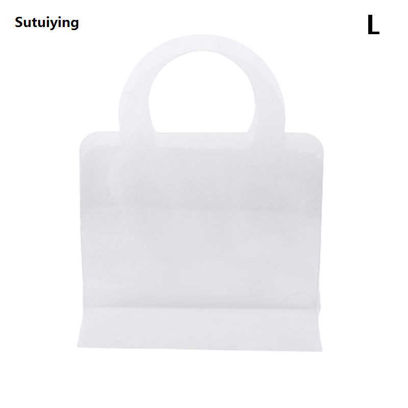 Sutuiying 1Pc Transparent PET Fresh Flower Bouquet Handbag Flowers Wrapping New Handbag Festivals Party Rose Package Portable Packing Bag