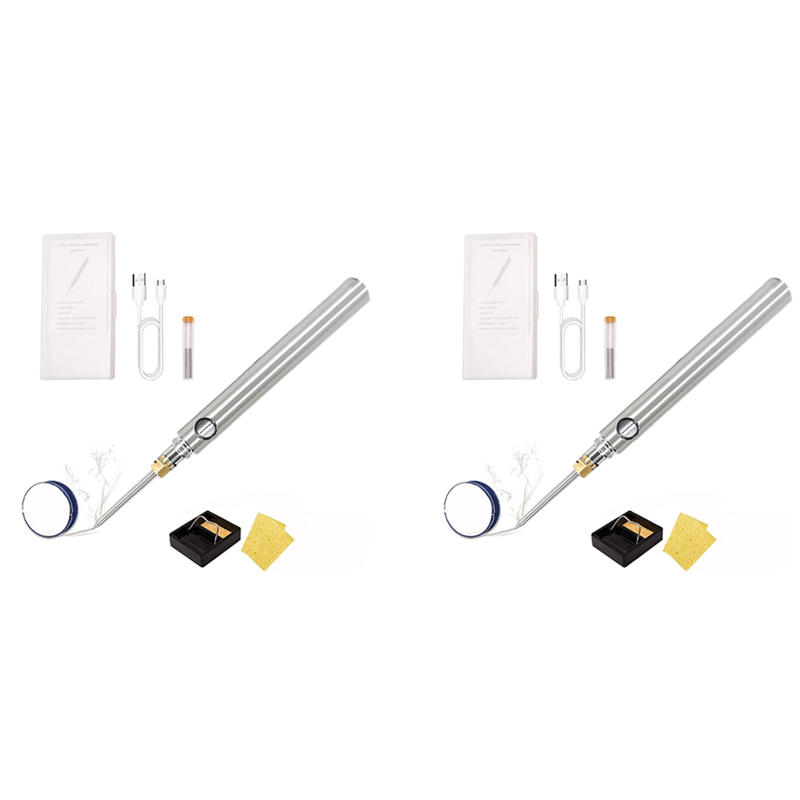 FORIDE 2X 5V 15W USB Cordless Soldering Iron Kit 1100MAh Wireless Rechargeable Battery Powered, Charging Welding Repair Tool