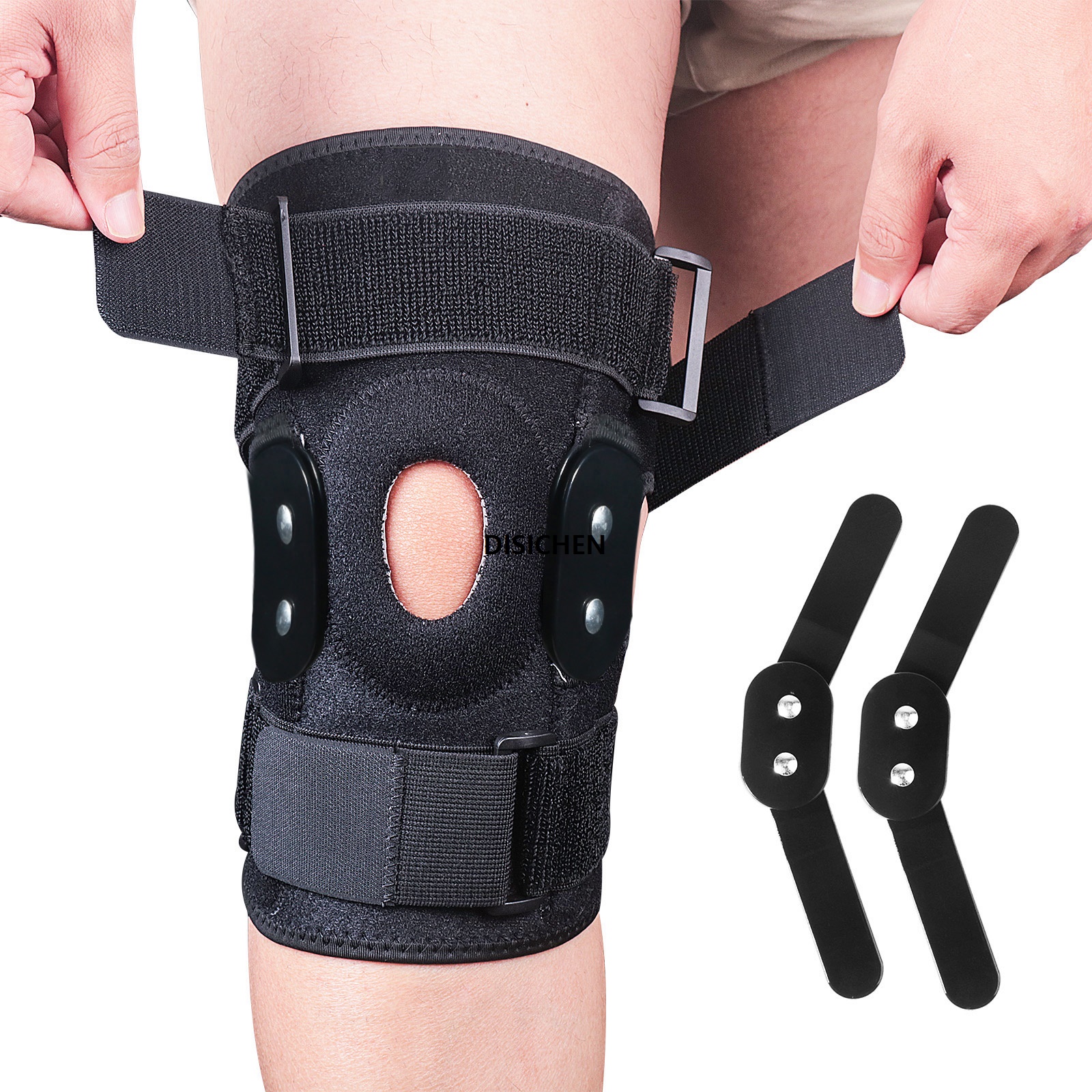 DISICHEN 1PC Adjustable Hinged Knee Brace Knee Support Wrap for Meniscus Tear Patellar Tendon Support, Pain Relief Strains, Sprains etc. Affordable