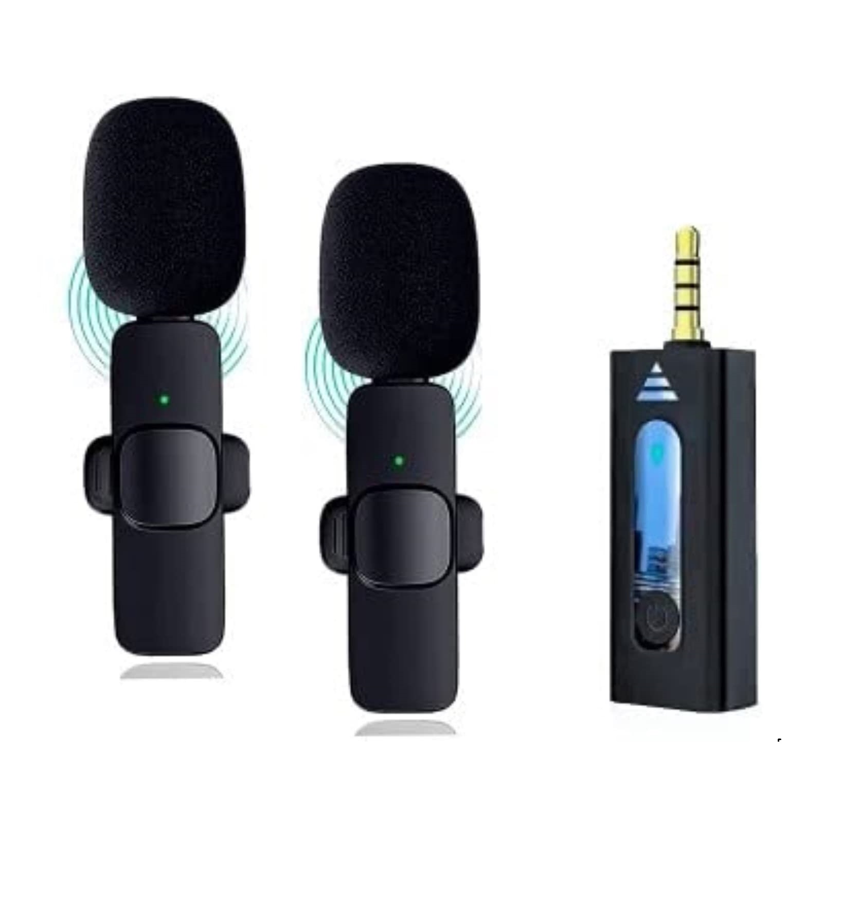 K35 3.5mm Aux Dual Receivers 2 Mics 1 Input Wireless Collar Microphone