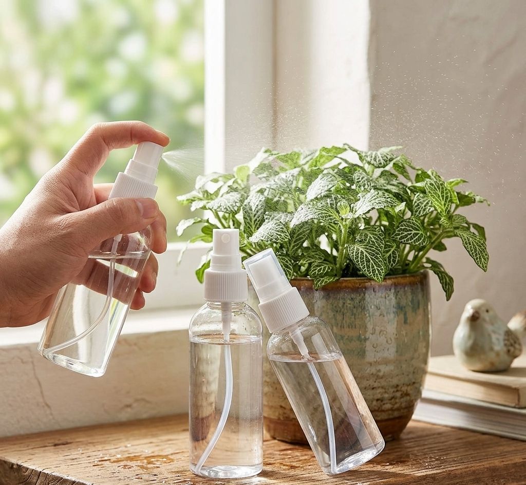 Inditradition Refillable Spray Empty Plastic Bottle Mist Spray Bottle For Home Office Car Travel Cleaning (Transparent, Pack of 1) (50ML)