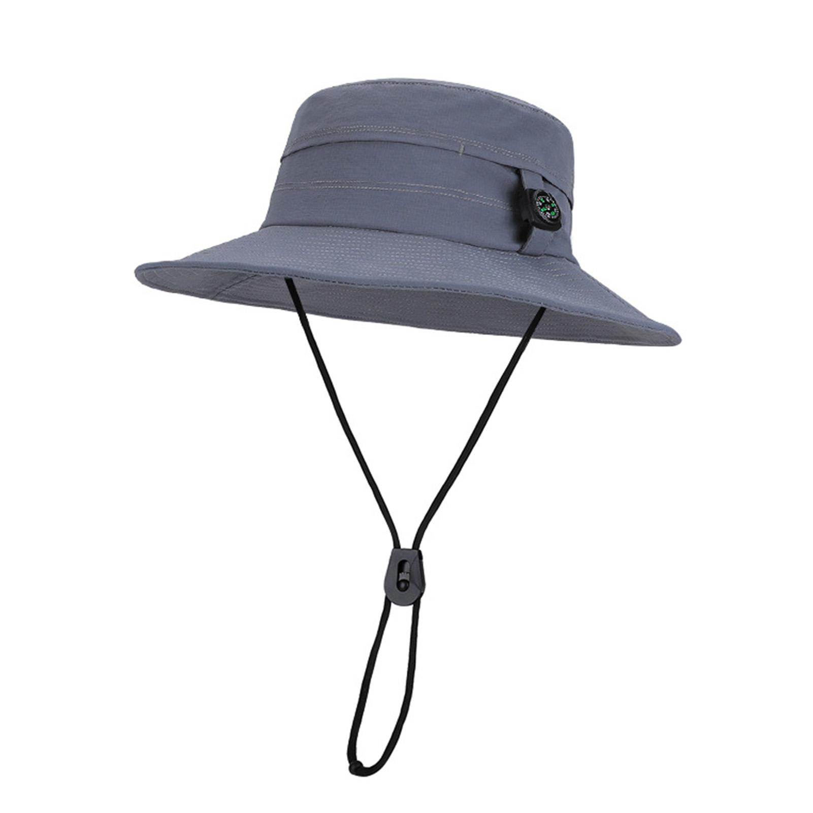 Trendygirl Fisherman Hat Adjustable Fisherman Bucket Hat with Wide Brim Quick Drying Outdoor Sun Protection Foldable Design Compass for Travel