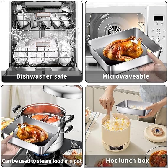 1 pcs Stainless Steel Food Storage Container , Freezer & Dishwasher Safe, Stackable, Silver