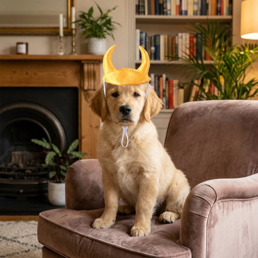 Cute Adjustable Pet Ox Horn Hat Decorative Breathable Dog Halloween Headwear 's Headpiece Dog Dress Up Cap Cosplay Party