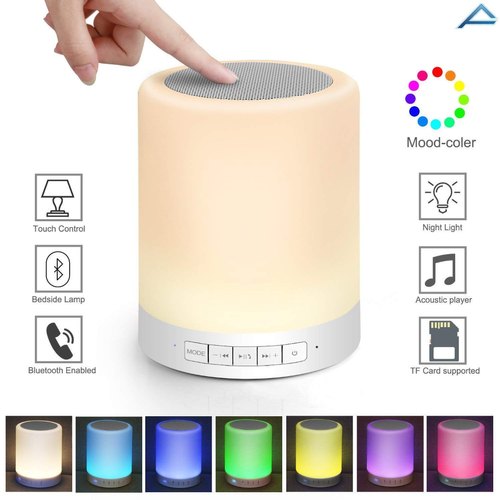 Portable Night Light Wireless Bluetooth Speaker, Touch Control, Color LED