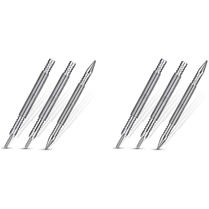 6 Pcs Nail Set and Hinge Pin Tool Center Punch Spring Loaded Nail Set for Door 1/32 Inch 1/16 Inch Dual Head, 1/8 Inch