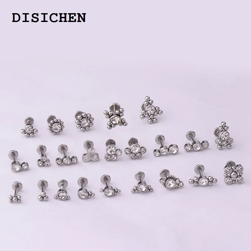 DISICHEN Fashion 1PC 16G Internally Threaded G23 Titanium Steel Bar Opal Ear Piercing Jewelry Helix Tragus Cartilage Earrings Labret Nose Stud