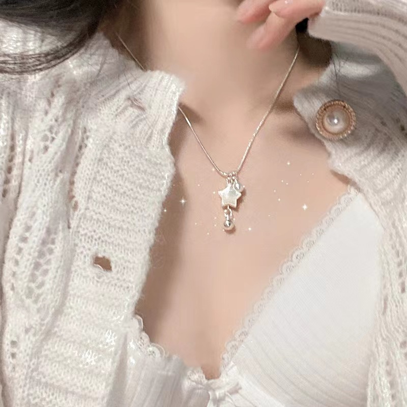 【New Arrivals】Elegant Gentle and Sweet Niche Shell Five-pointed Star Pearl Necklace Women's Light Luxury All-match Fashion Design Collarbone Chain
