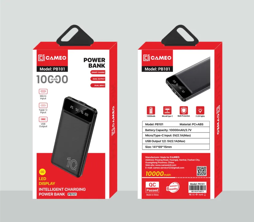 Cameo PB101 SuperCharge 10000mAh Multi-Port Power Bank with Digital Display