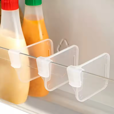 Pack Of 2 Adjustable Refrigerator Divider Clip | Snap-On Fridge Shelf & Side Door Partition Organizer | Storage Separator for Kitchen & Food Organization