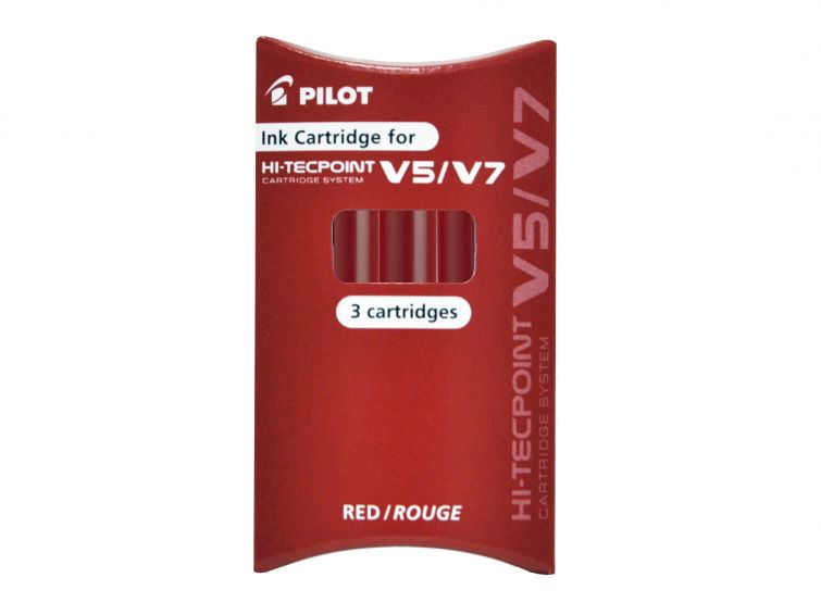 Pilot Pen V5/V7 Cartridge Refill ( 3 cartridge in packet), Red, Black, Blue and Green Colour