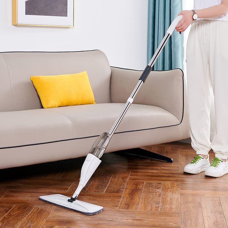 Water Spray Wet Dry Floor Cleaning Flat Mop Sweeper With Refillable Water Bottle