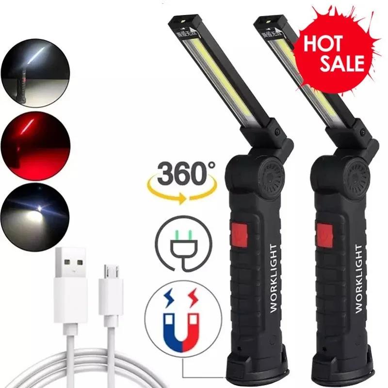 High Quality LED Flashlight Rechargeable Camping Work Light IP64 Waterproof with Magnet Hook 5 Lighting Modes Suitable for Night Work