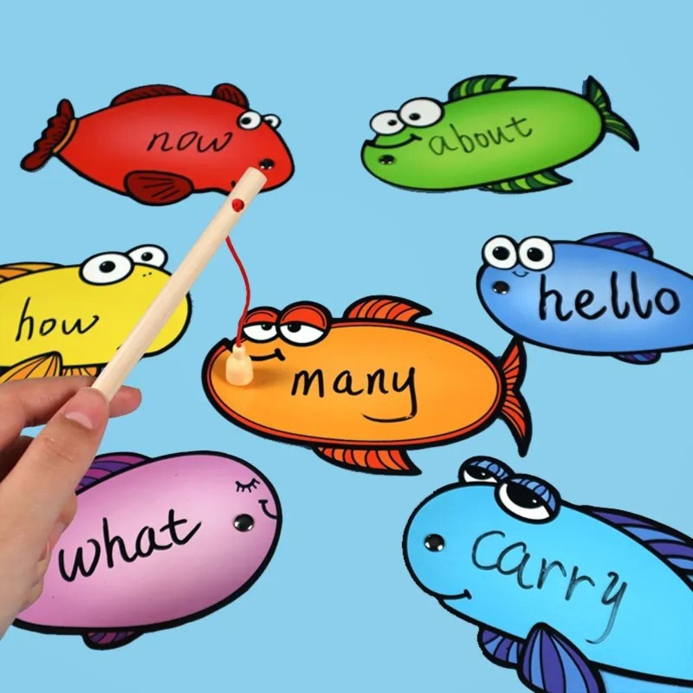 Fun Dry Erasable Cards Alphabet Letter Tracing Card Educational Learning Montessori Toys Learn English Word Card Early Childhood Teaching Aids with Pen and Fishing Rod Educational Toys Preschool Gift