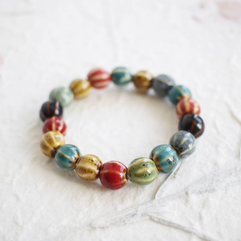 【New Arrivals】Summer Cool Feeling Ceramic Bracelet Bracelet Plate Beads Men's and Women's Watermelon Beads Literary Fan Small Fresh Style Pastoral Style Best Friend