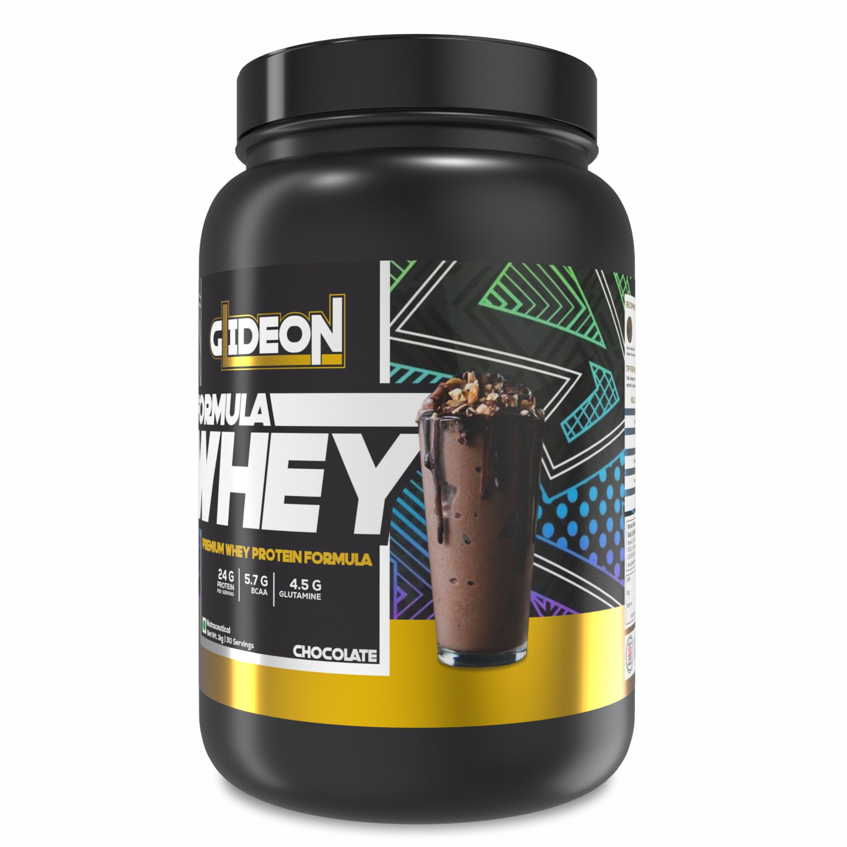 GlideON Premium Whey Protein Powder | 100% Whey Isolate Chocolate | Fast Absorbing Lean Protein | Muscle Recovery & Strength | Low Carb | High Protein Formula | 1kg / 30 Servings Chocolate