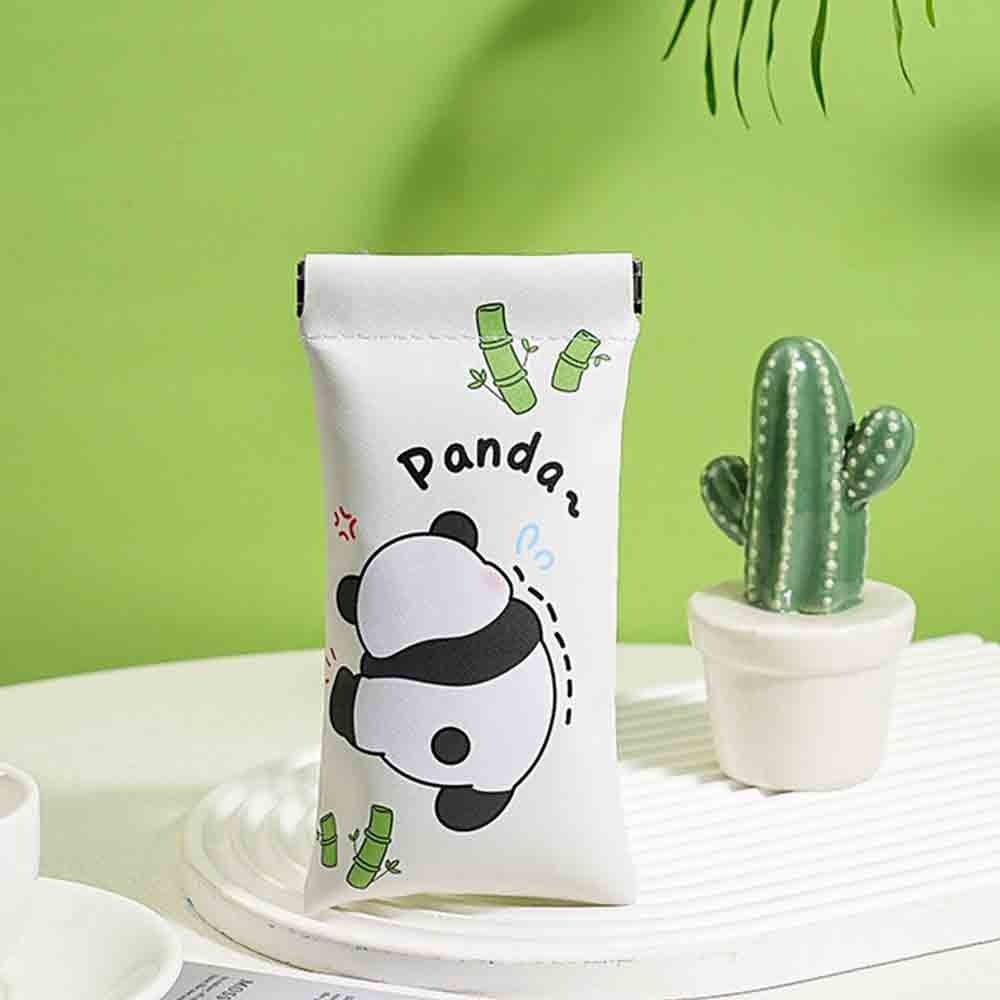 Cute Pu Mini Cosmetic Bag Panda Coin Purse Glasses Bag Self-closing Travel Supplies Makeup Bag Outdoor
