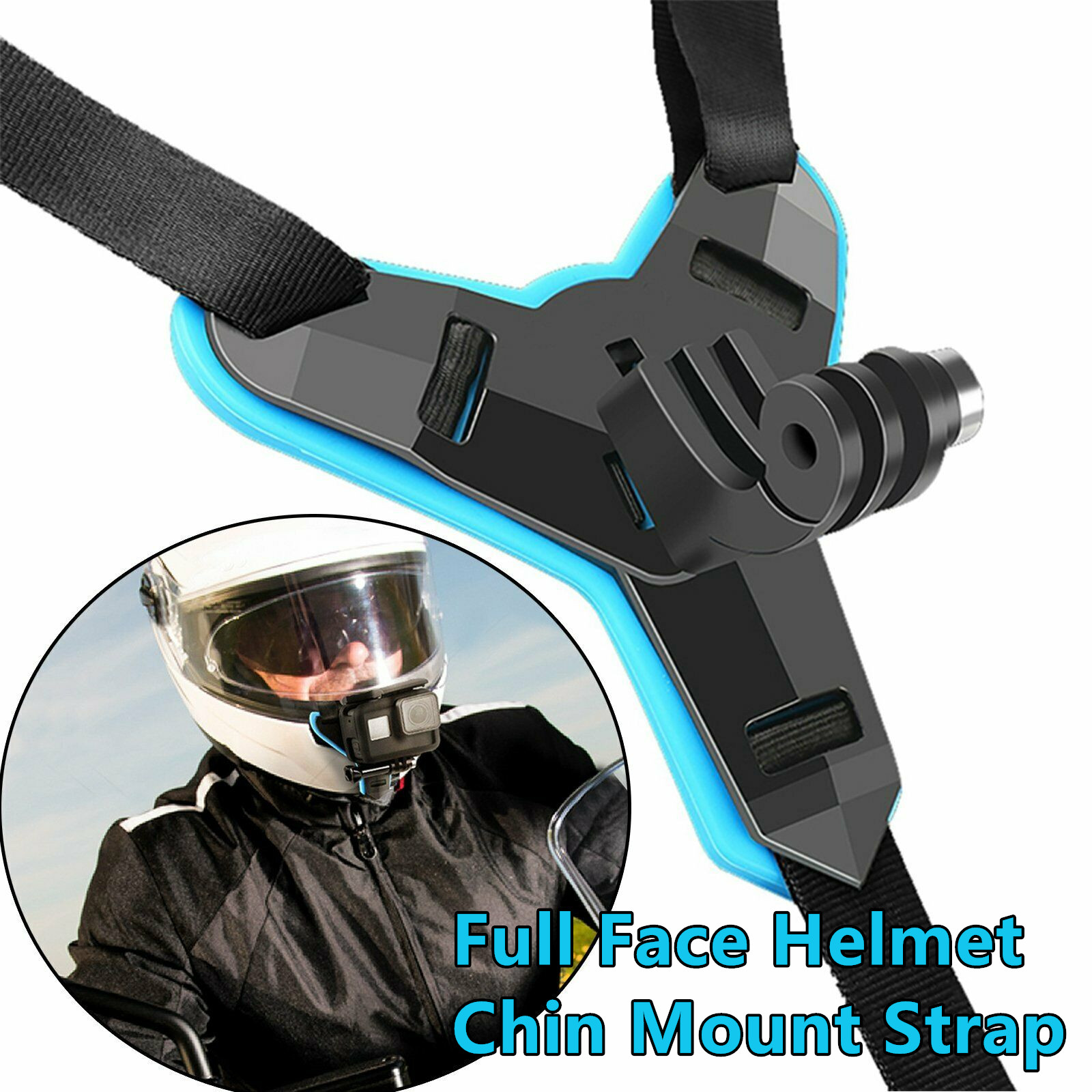 Motorcycle helmet strap mount for go pro