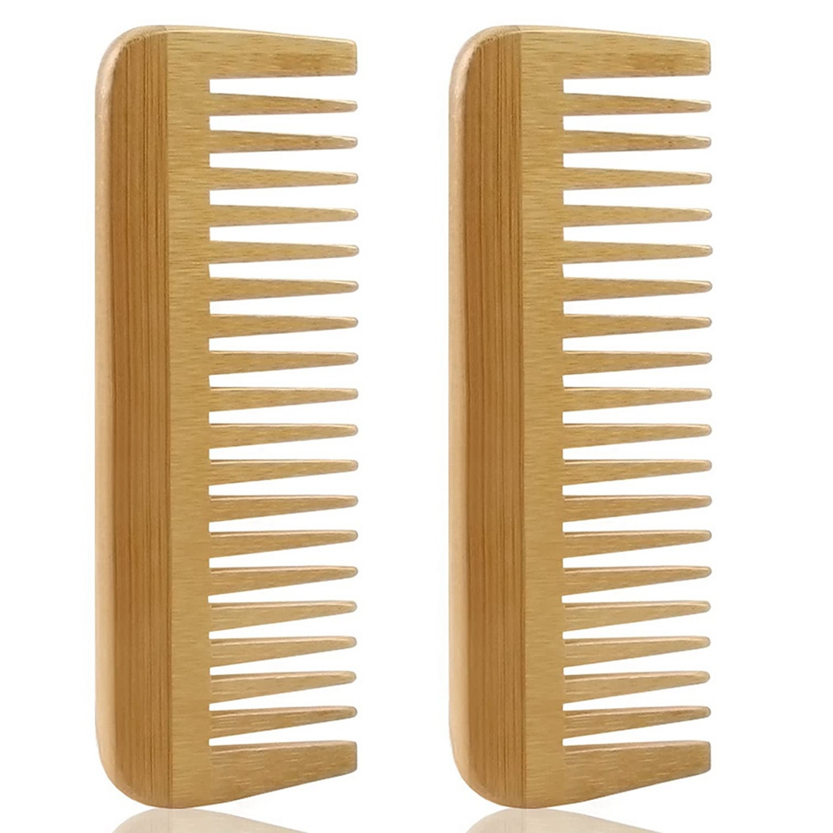 2X Thick Solid Wood Comb Wide Tooth Comb Portable Styling Massage Anti-Static Hair Comb Handleless Hairdressing Comb