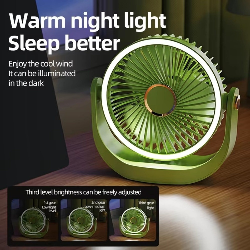 Mini 5 Speeds Desktop Fan 360° Rotation Adjustable Tilt Ceiling Fan WIth Night Light Quiet Operation Electric Table Fan Dorm