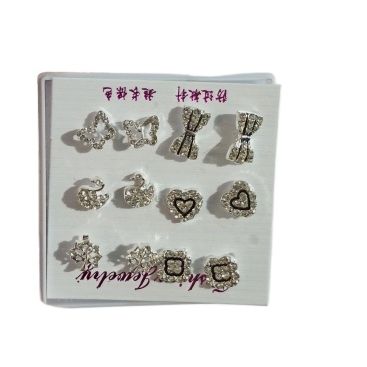 Stone Studded Earring Six Pairs For Women