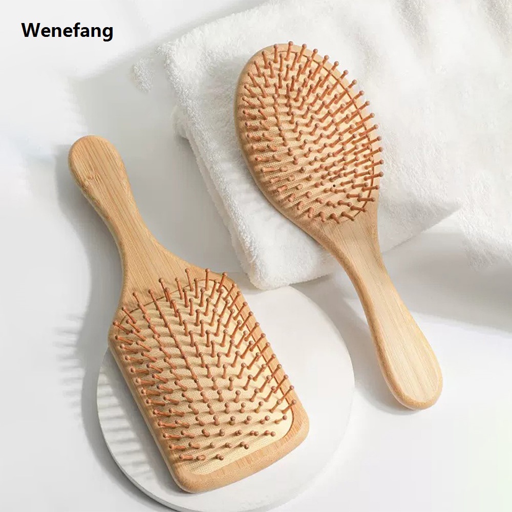 Wenefang Bamboo Hair Brush Air Bag Wide Teeth Bamboo Combs Smooth Massage Scalp Brush Barber Comb Women Hairdressing Styling Hair Tools