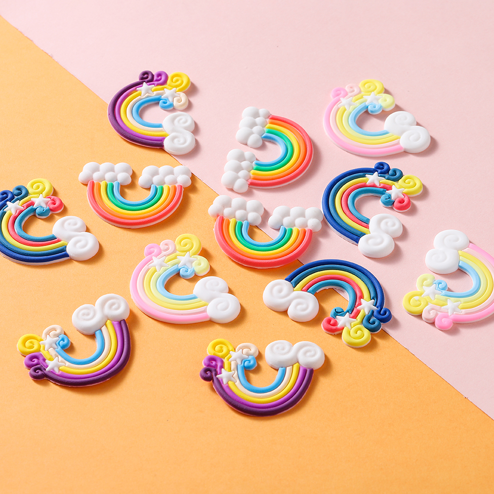 St.kunkka 10pcs/pack 36x48mm Colorful Rainbow Hair Accessories Charm Candy Pendant For Phone Ornament Clothing Accessories Earrings Necklace DIY