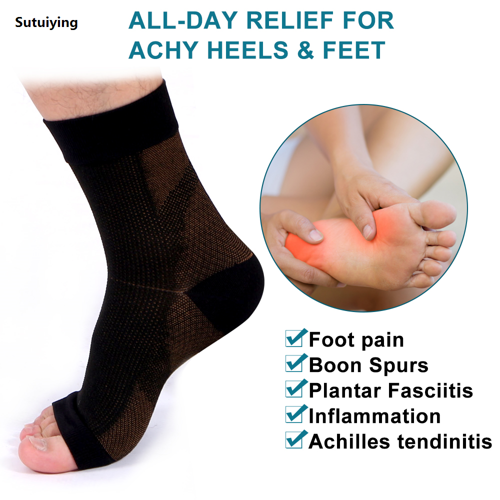 Sutuiying 1 Pair Copper Compression Recovery Foot Sleeves,Copper Infused Plantar Fasciitis Socks for Arch Pain,Reduce Swelling Heel Spurs