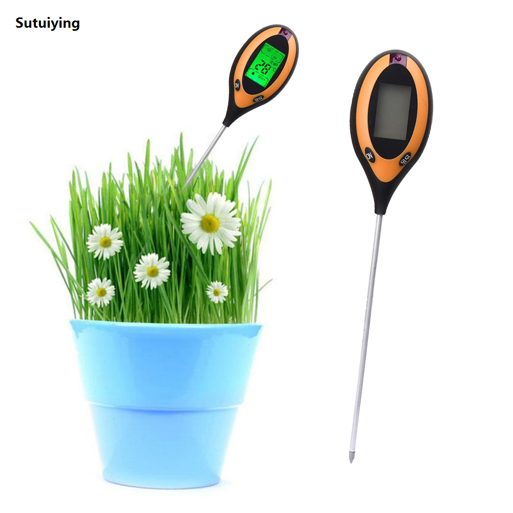 Sutuiying Digital 4 In 1 Soil PH Meter Moisture Monitor Temperature Sunlight 【2025 Version】 Tester for Gardening Plants Farming with Blacklight