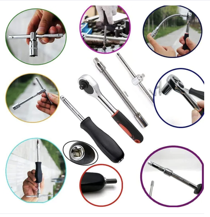 46 In 1 Pcs Tool Kit For Home Use Spanner Set Bike Tool Kit Set Goti Pana Set Socket Set