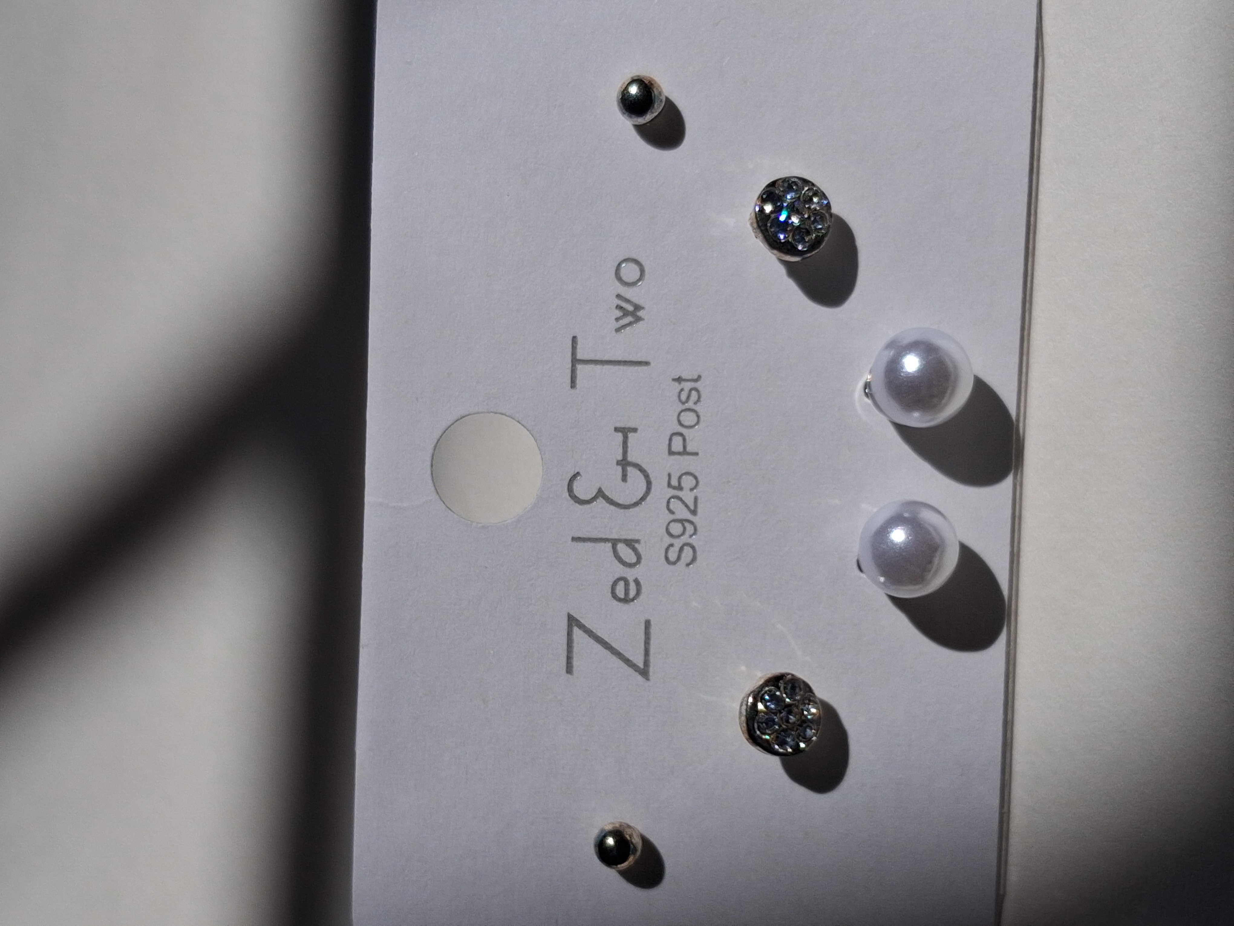 Zed & Two S925 Post Stud Earring Set (3 Pairs)