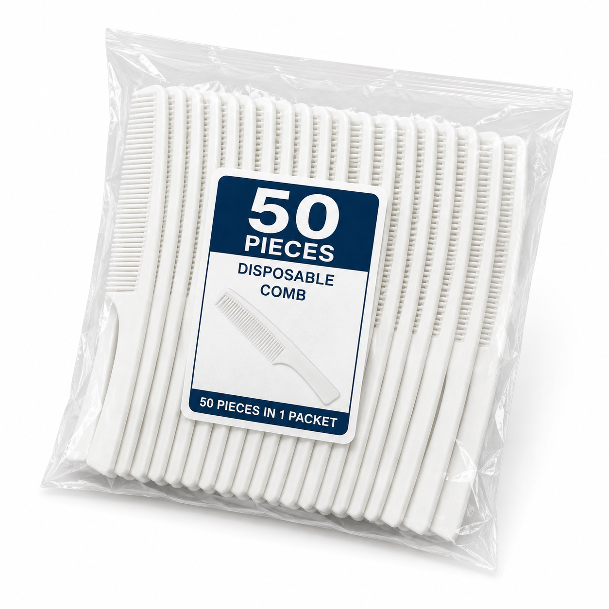 Disposable Comb 50 Pieces | White Plastic Hair Comb | Hotel & Guest Room Amenities | Travel & Salon Use