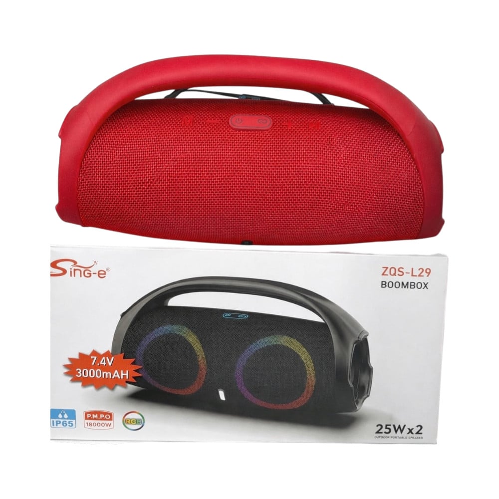 Sing-e ZQS-L28 Boombox - Portable Bluetooth Speaker with High Bass Sound, Wireless TWS, USB/TF/FM Support, Rechargeable Outdoor Speaker|Qajj Mobile