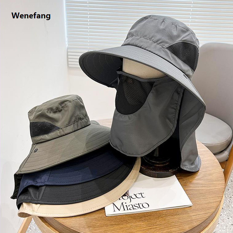 Wenefang Summer Sun Protection Hat Men Outdoor UV Protection Fishing Cap 360° Neck Face Protection Cycling Climbing Mask Sunshade Hats