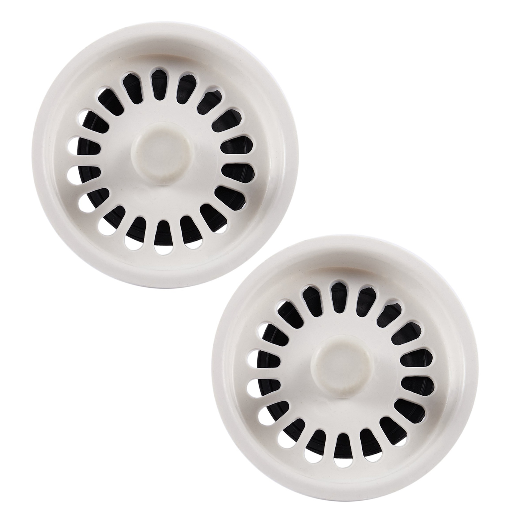fasdaga 2X Food Waste Stopper Spin Lock Sink Drain Strainer 3.1 inch Dia White Black Plastic