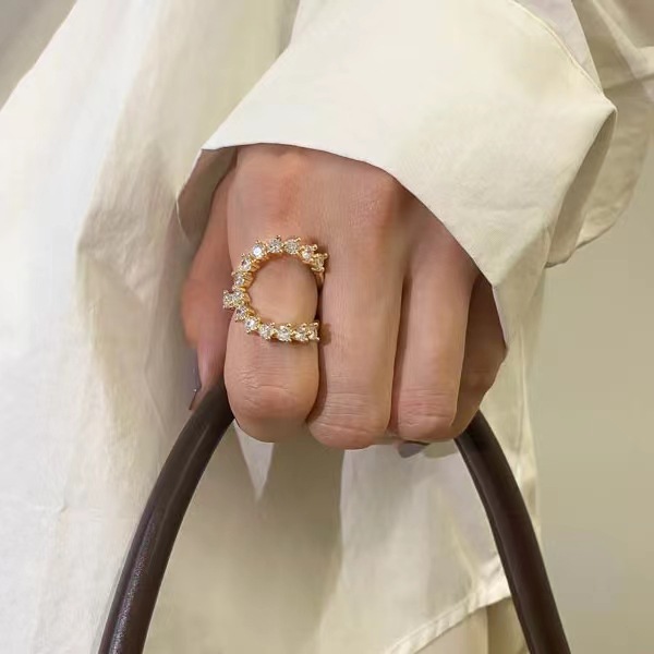 【Prices are low- Now don't beslow】Little Book Same Crescent Full Ring Retro Elegant Exaggerated Ring French Finger Ring